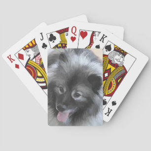 Keeshond Bailey Painting - Niedliche Original Dog Spielkarten