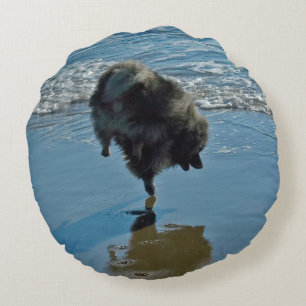 Keeshond Ballettfotos - Niedliche Original Dog Art Rundes Kissen