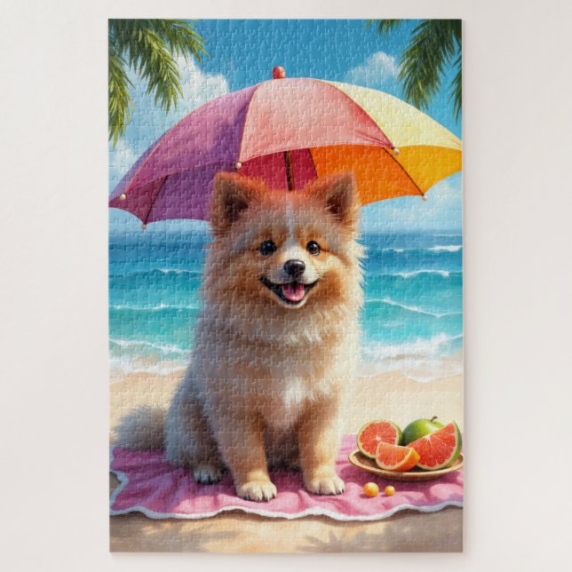 Keeshond Beach Relax Scene Puzzle (Vertikal)