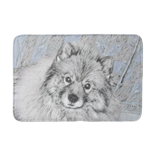 Keeshond Beth Painting - Niedliche Originalkunst d Badematte