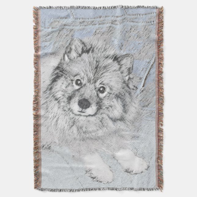 Keeshond Beth Painting - Niedliche Originalkunst d Decke (Vorderseite Vertikal)