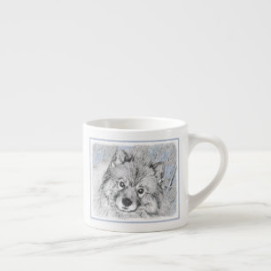 Keeshond Beth Painting - Niedliche Originalkunst d Espressotasse