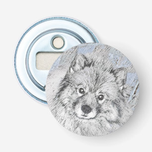 Keeshond Beth Painting - Niedliche Originalkunst d Flaschenöffner