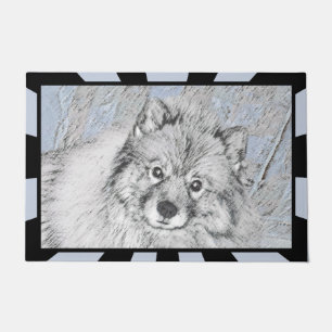 Keeshond Beth Painting - Niedliche Originalkunst d Fußmatte