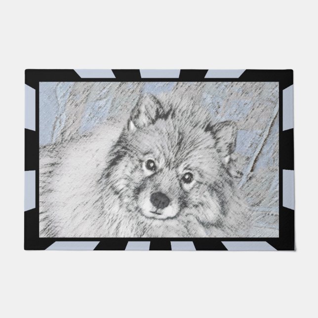 Keeshond Beth Painting - Niedliche Originalkunst d Fußmatte (Vorderseite)