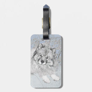 Keeshond Beth Painting - Niedliche Originalkunst d Gepäckanhänger