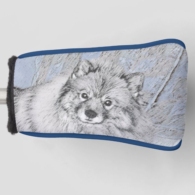 Keeshond Beth Painting - Niedliche Originalkunst d Golf Headcover (Vorderseite)