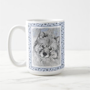 Keeshond Beth Painting - Niedliche Originalkunst d Kaffeetasse