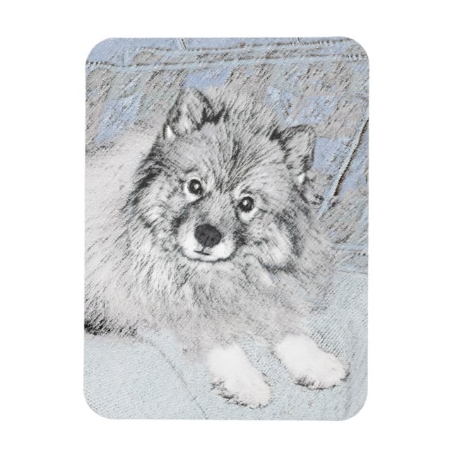 Keeshond Beth Painting - Niedliche Originalkunst d Magnet (Vertikal)