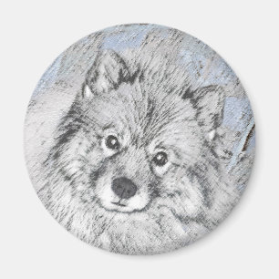 Keeshond Beth Painting - Niedliche Originalkunst d Magnet