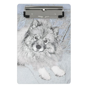 Keeshond Beth Painting - Niedliche Originalkunst d Mini Klemmbrett