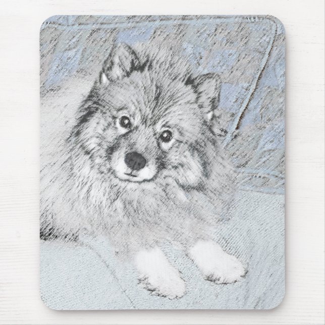 Keeshond Beth Painting - Niedliche Originalkunst d Mousepad (Vorne)