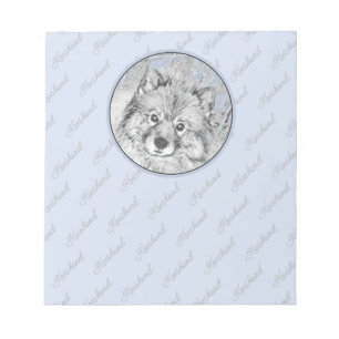 Keeshond Beth Painting - Niedliche Originalkunst d Notizblock