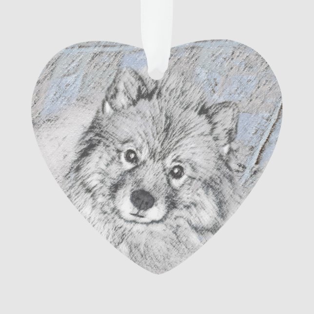 Keeshond Beth Painting - Niedliche Originalkunst d Ornament (Vorderseite)
