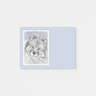 Keeshond Beth Painting - Niedliche Originalkunst d Post-it Klebezettel