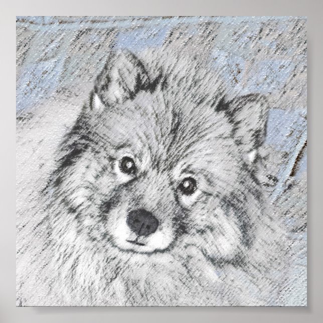 Keeshond Beth Painting - Niedliche Originalkunst d Poster (Vorne)