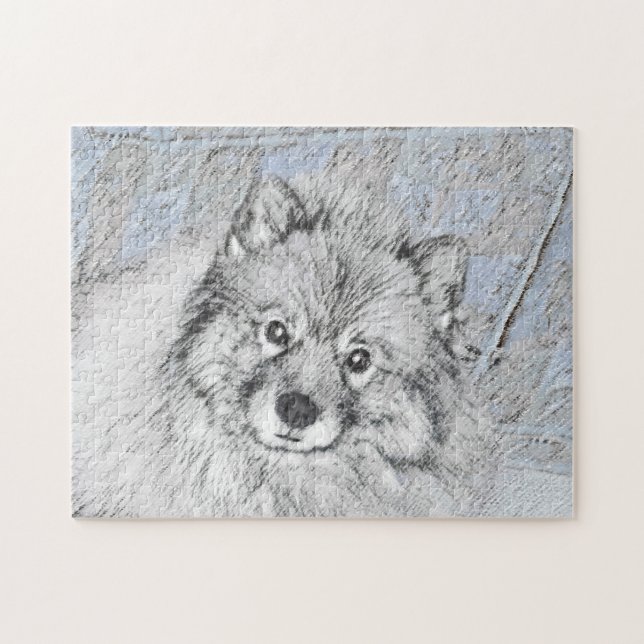 Keeshond Beth Painting - Niedliche Originalkunst d Puzzle (Horizontal)