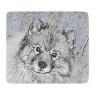 Keeshond Beth Painting - Niedliche Originalkunst d Schneidebrett