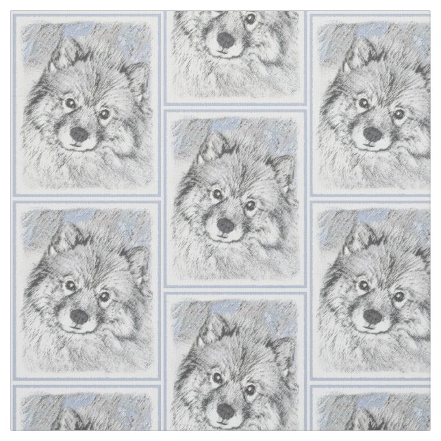 Keeshond Beth Painting - Niedliche Originalkunst d Stoff (Muster)