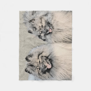 Keeshond Brothers Painting - Original Dog Art Fleecedecke