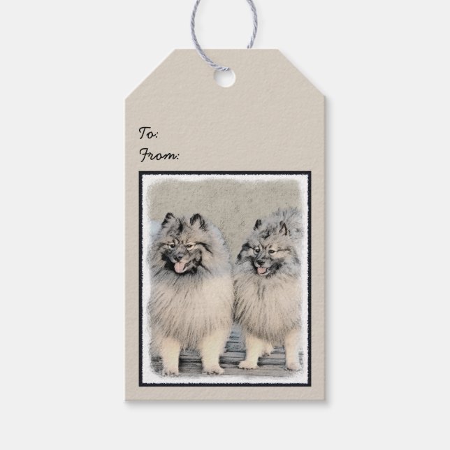 Keeshond Brothers Painting - Original Dog Art Geschenkanhänger (Vorderseite)