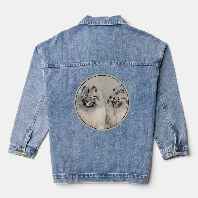 Keeshond Brothers Painting - Original Dog Art Jeansjacke (Rückseite)