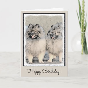 Keeshond Brothers Painting - Original Dog Art Karte