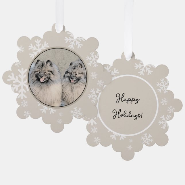 Keeshond Brothers Painting - Original Dog Art Ornament Karte (Vorderseite/Rückseite)