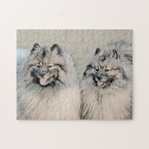 Keeshond Brothers Painting - Original Dog Art Puzzle