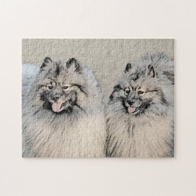 Keeshond Brothers Painting - Original Dog Art Puzzle (Horizontal)