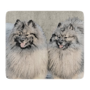 Keeshond Brothers Painting - Original Dog Art Schneidebrett