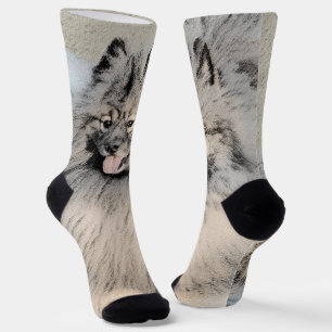 Keeshond Brothers Painting - Original Dog Art Socken
