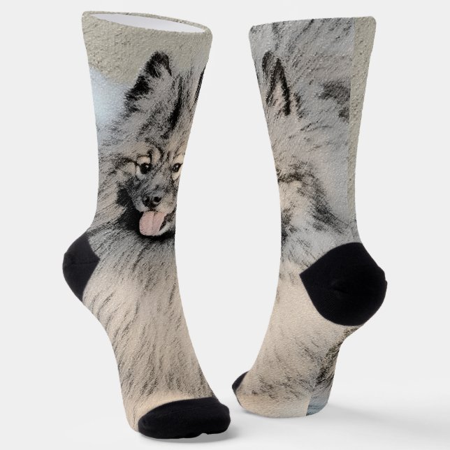 Keeshond Brothers Painting - Original Dog Art Socken (Gewinkelt)
