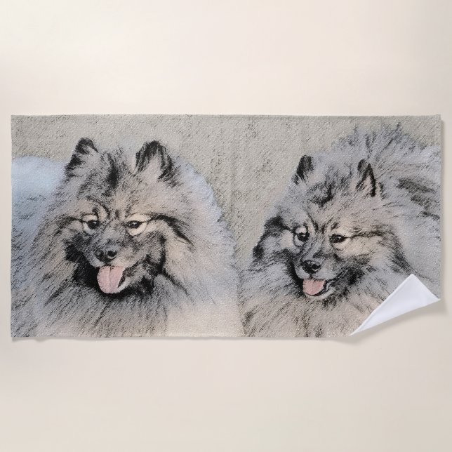 Keeshond Brothers Painting - Original Dog Art Strandtuch (Vorderseite)