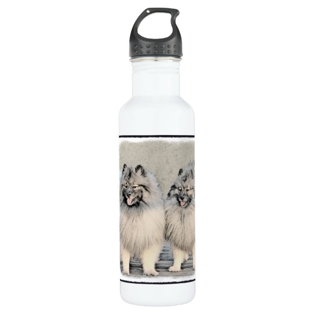 Keeshond Brothers Painting - Original Dog Art Trinkflasche (Vorderseite)