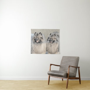 Keeshond Brothers Painting - Original Dog Art Wandteppich