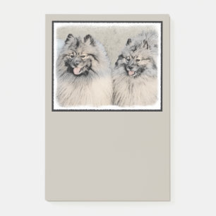 Keeshond Brothers Painting - Original Hund Art Post-it Klebezettel