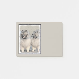 Keeshond Brothers Painting - Original Hund Art Post-it Klebezettel