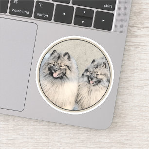 Keeshond Brüder Malerei - Originale Hunde Kunst Aufkleber