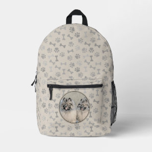 Keeshond Brüder Malerei - Originale Hunde Kunst Bedruckter Rucksack
