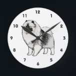Keeshond Cartoon Dog Runde Wanduhr<br><div class="desc">Keesie Clock</div>