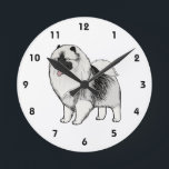 Keeshond Cartoon Dog Runde Wanduhr<br><div class="desc">Keesie Clock</div>