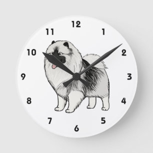 Keeshond Cartoon Dog Runde Wanduhr