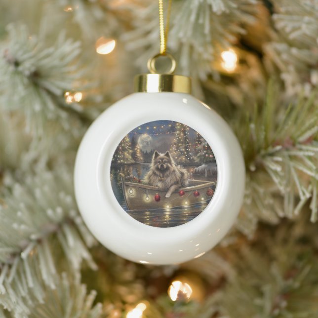 Keeshond Christmas Festive Voyage Keramik Kugel-Ornament (Baum)