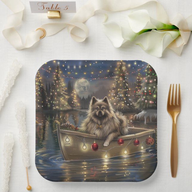 Keeshond Christmas Festive Voyage Pappteller (Hochzeit)