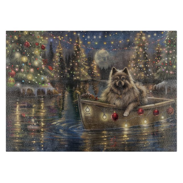 Keeshond Christmas Festive Voyage Schneidebrett (Vorderseite)