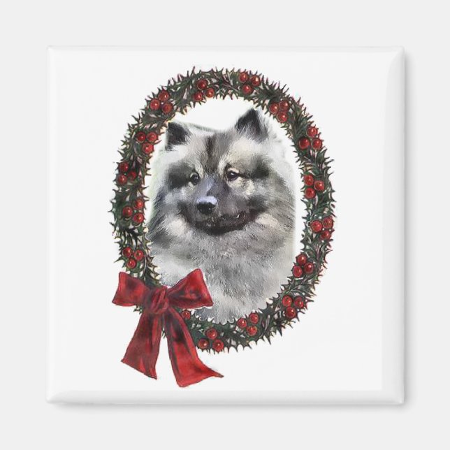 Keeshond Christmas Geschenke Magnet (Vorne)