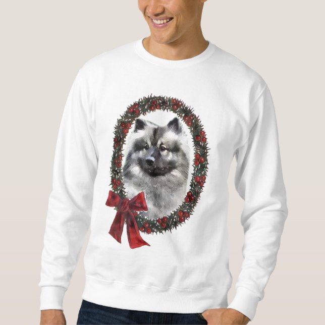 Keeshond Christmas Geschenke Sweatshirt (Vorderseite)