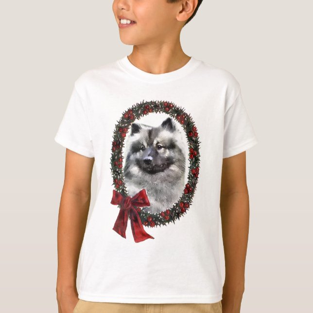 Keeshond Christmas Geschenke T-Shirt (Vorderseite)