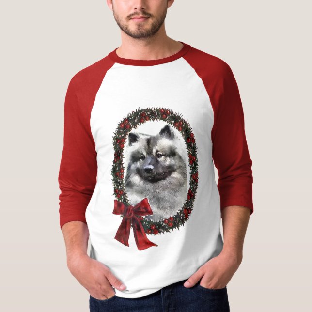 Keeshond Christmas Geschenke T-Shirt (Vorderseite)